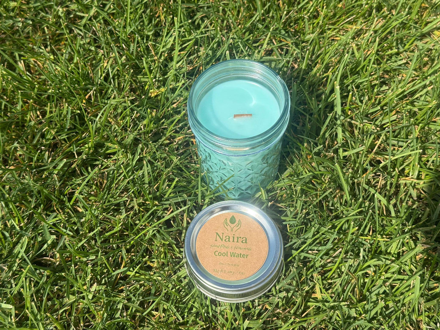 Cool Water Soy Coconut Wax Candle – Lavender & Aquatic Scent – Fresh Herbal Aromatherapy Gift – 8 oz Hand Poured