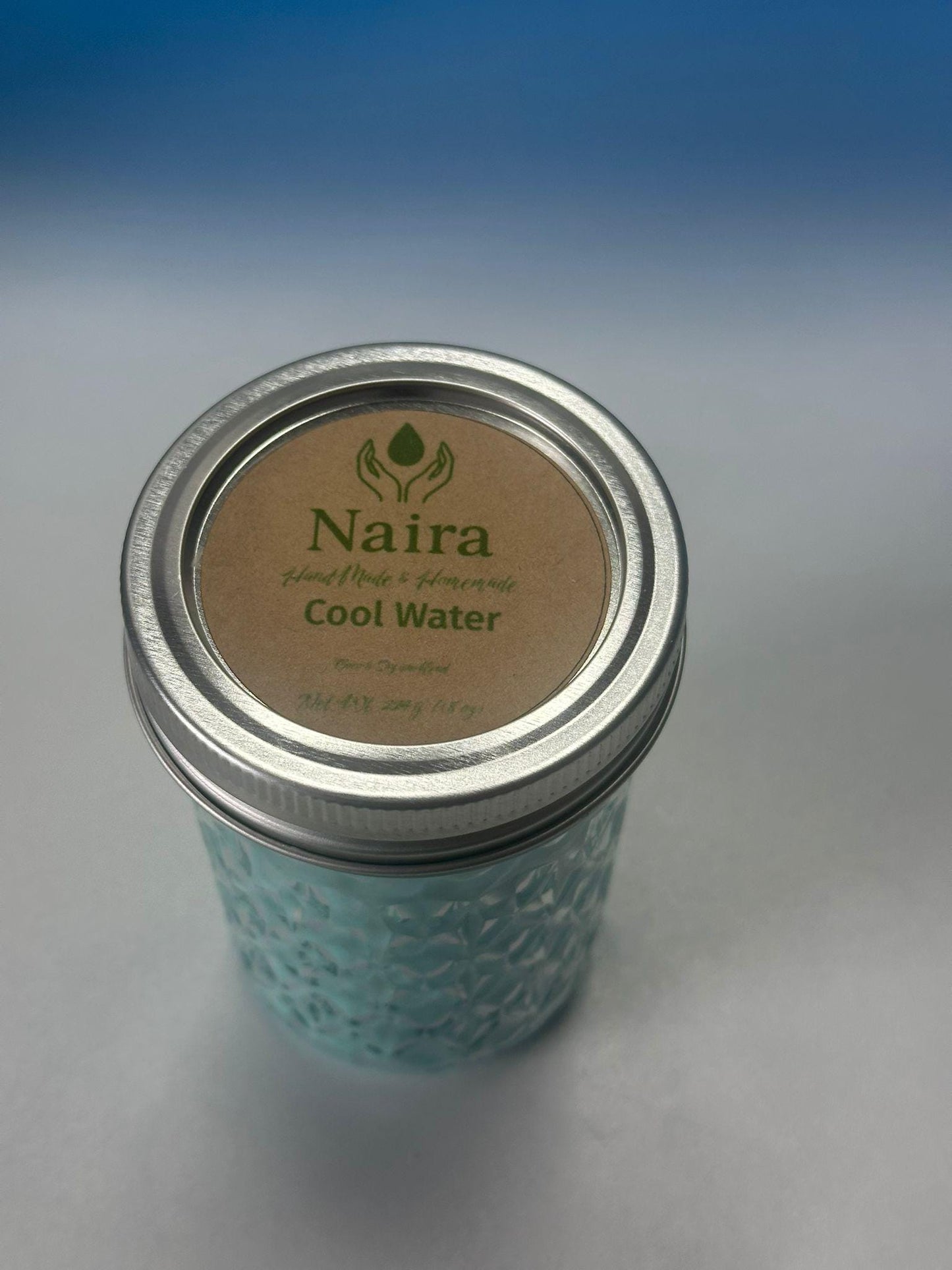 Cool Water Soy Coconut Wax Candle – Lavender & Aquatic Scent – Fresh Herbal Aromatherapy Gift – 8 oz Hand Poured