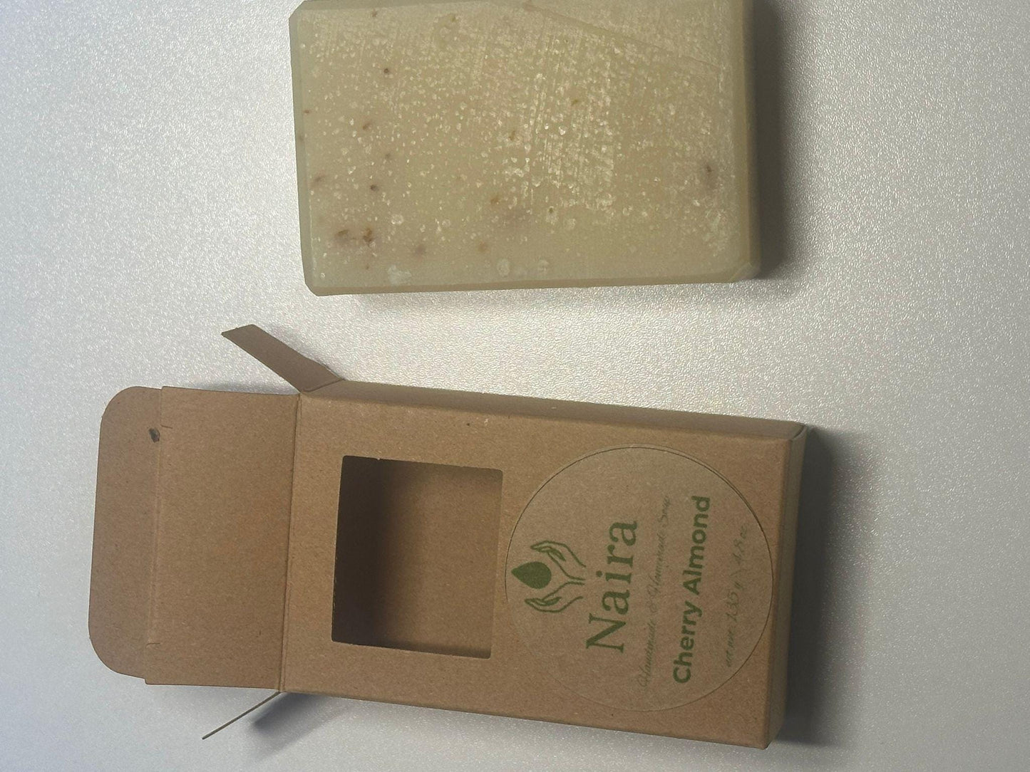 Cherry Almond Handmade Soap – Natural Moisturizing Bar with Shea Butter & Oatmeal Exfoliant – Cold Process Artisan Soap for Sensitive Skin