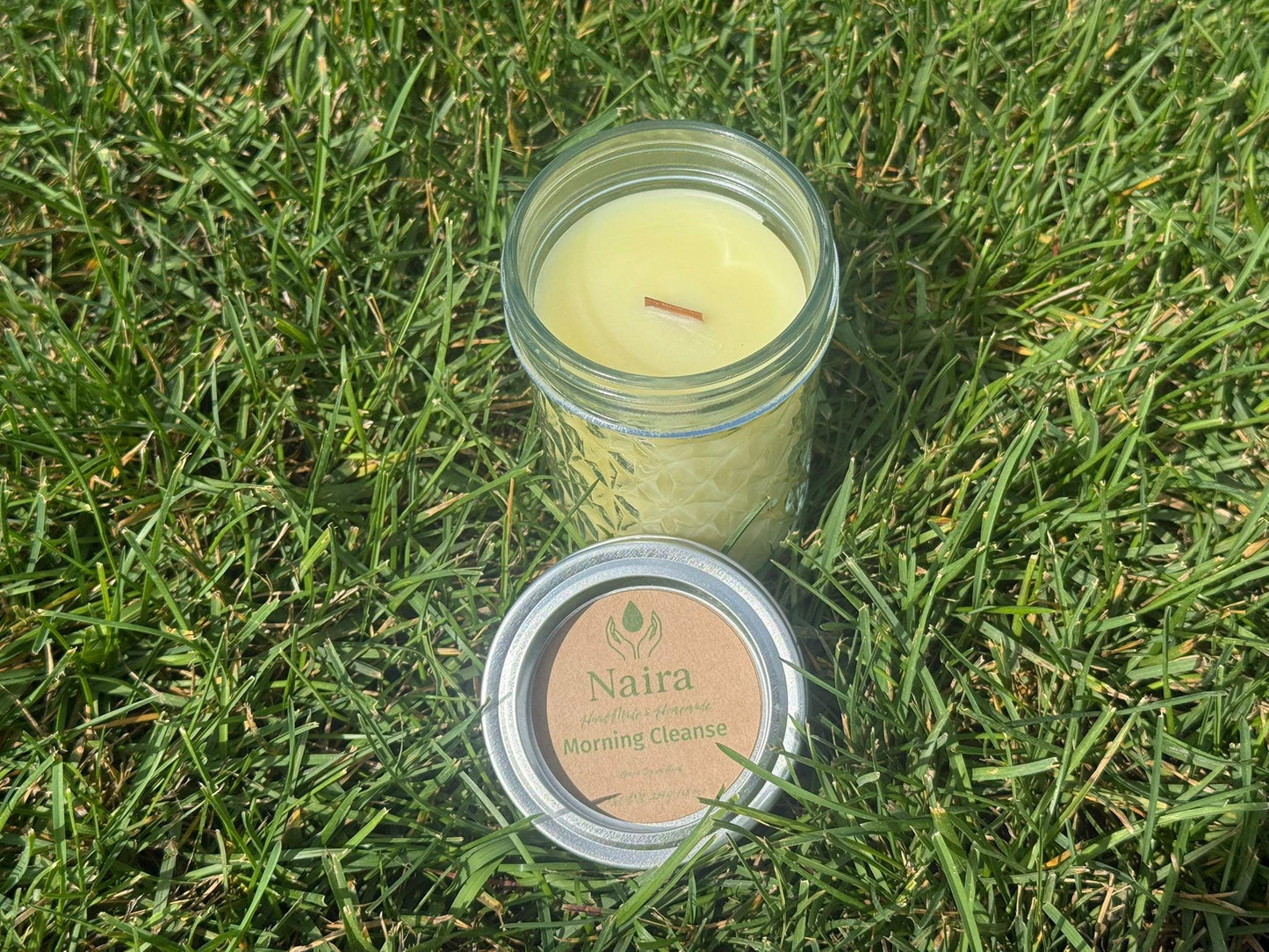 Morning Cleanse Soy & Coconut Wax Candle – Lemon, Eucalyptus, Rosemary – Fresh Herbal Aromatherapy Gift – 8 oz Hand Poured