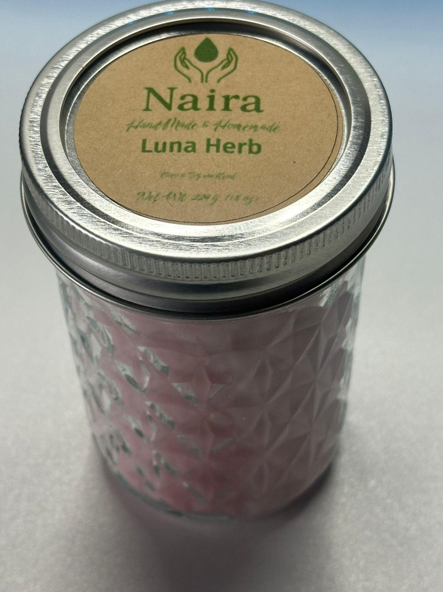Luna Herb Soy & Coconut Wax Candle – Lavender Vanilla, Eucalyptus – Calming Herbal Aromatherapy Gift – 8 oz Hand Poured