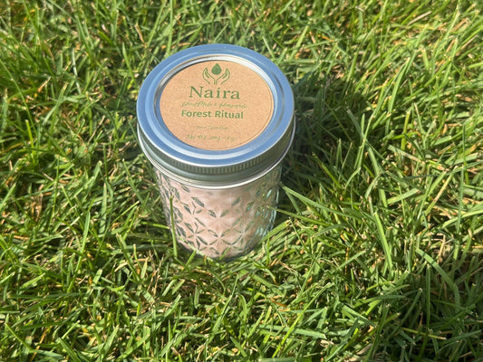 Forest Ritual Soy & Coconut Wax Candle – Sandalwood, Patchouli, Rosemary, Lavender, Eucalyptus – Earthy Herbal Gift – 8 oz