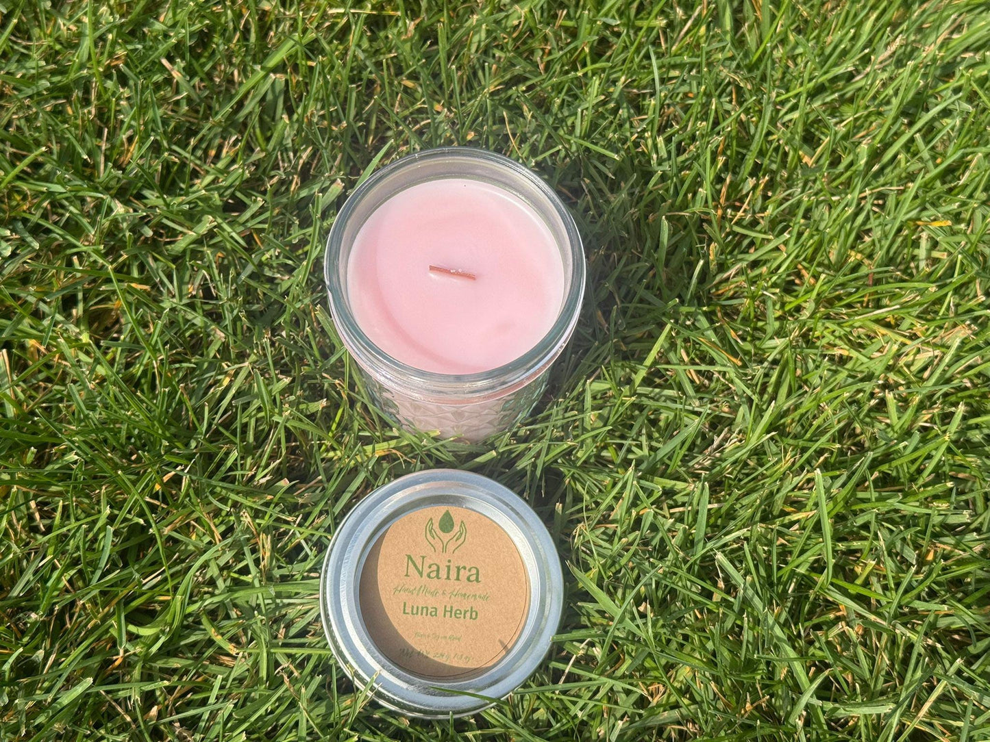 Luna Herb Soy & Coconut Wax Candle – Lavender Vanilla, Eucalyptus – Calming Herbal Aromatherapy Gift – 8 oz Hand Poured