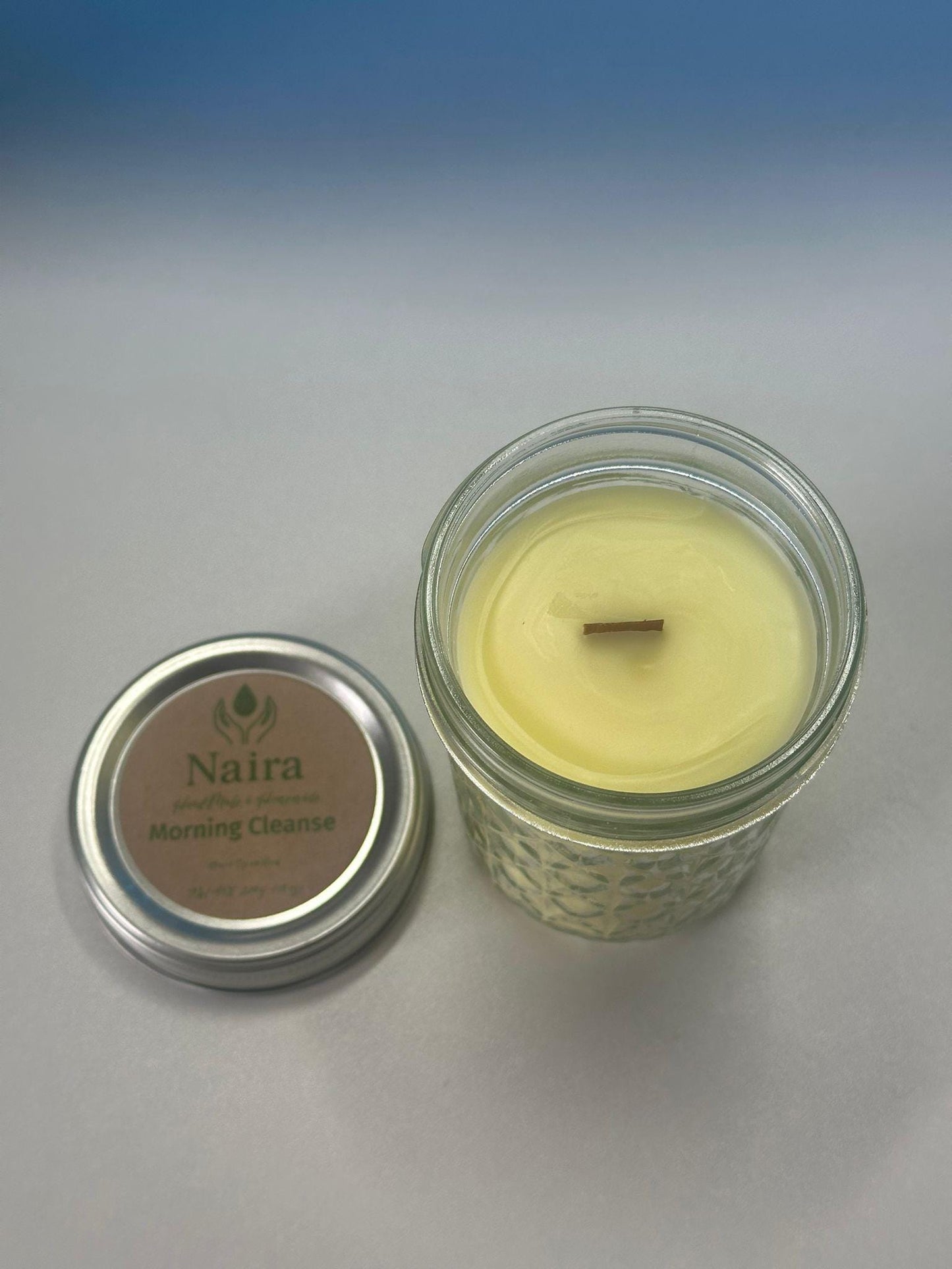 Morning Cleanse Soy & Coconut Wax Candle – Lemon, Eucalyptus, Rosemary – Fresh Herbal Aromatherapy Gift – 8 oz Hand Poured