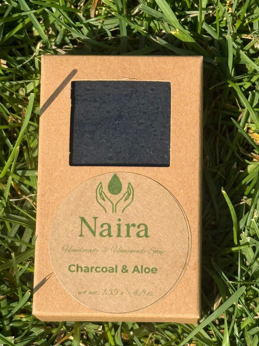 Charcoal Aloe Handmade Soap – Detoxifying Cold Process Bar  – Natural Cleansing & Moisturizing Artisan Soap for All Skin Types
