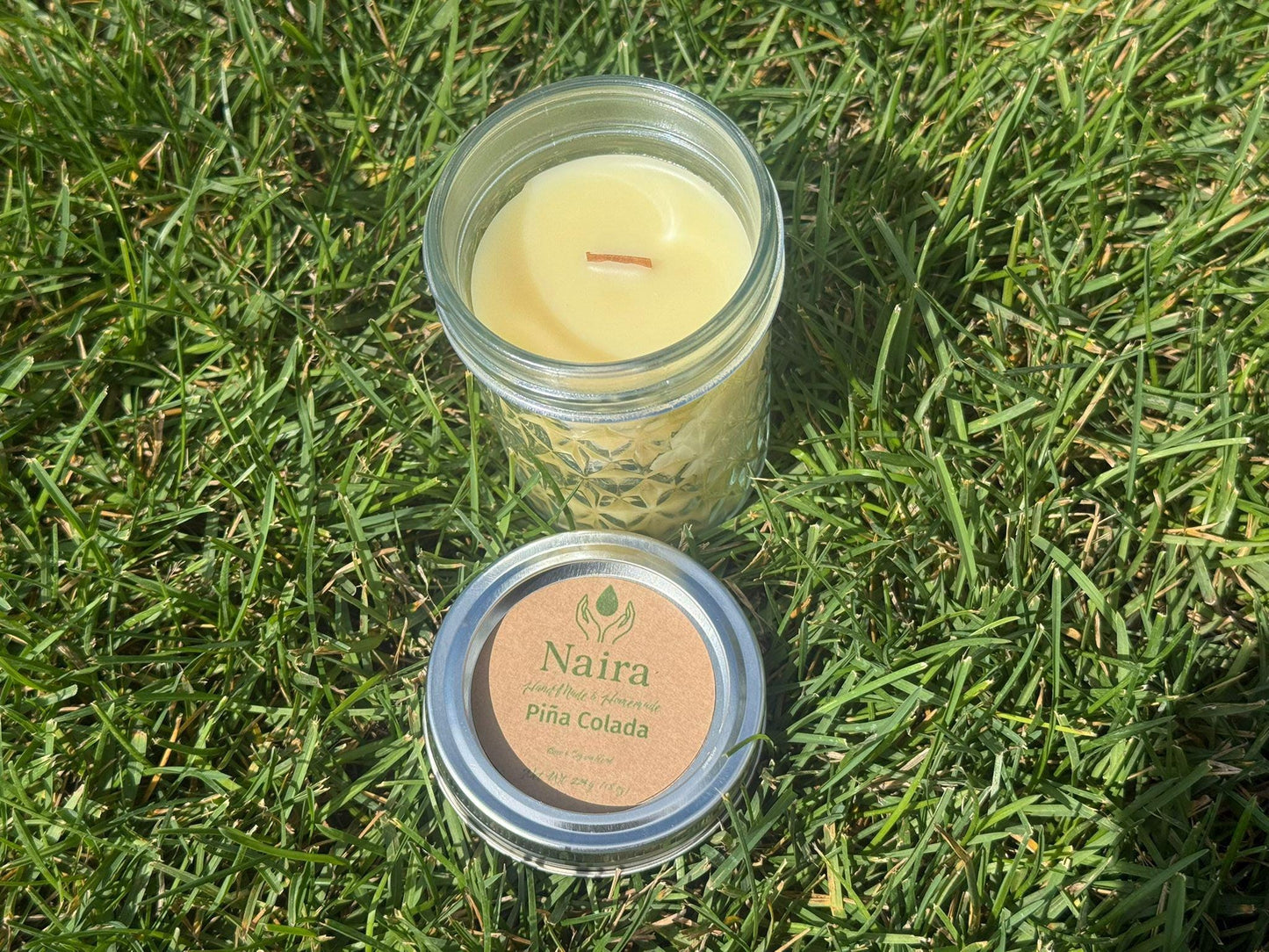 Piña Colada Soy & Coconut Wax Candle – Pineapple, Coconut, Lemon – Tropical Sweet Citrus Aromatherapy Gift – 8 oz Hand Poured