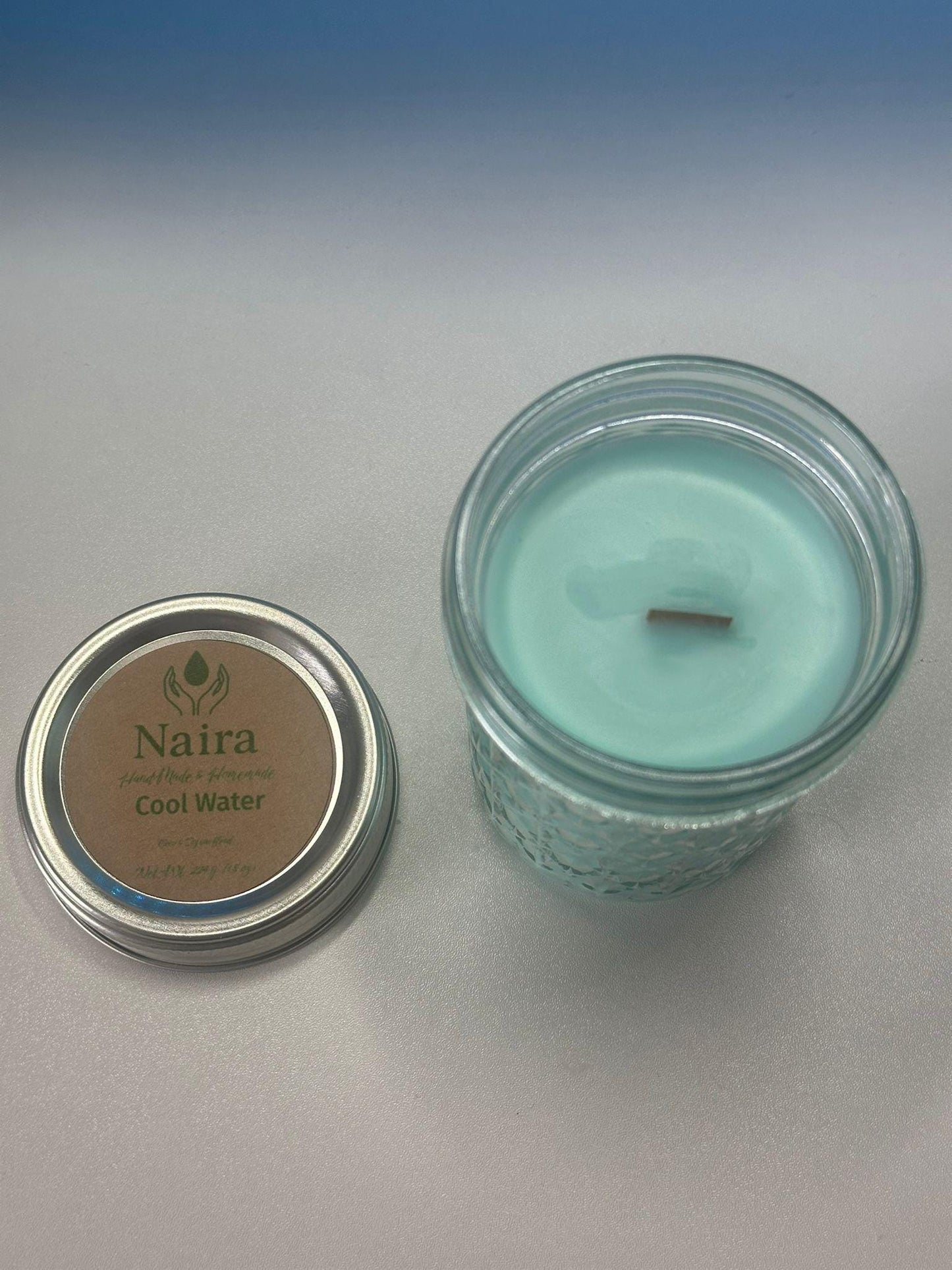 Cool Water Soy  Coconut Wax Candle – Lavender & Aquatic Scent – Fresh Herbal Aromatherapy Gift – 8 oz Hand Poured