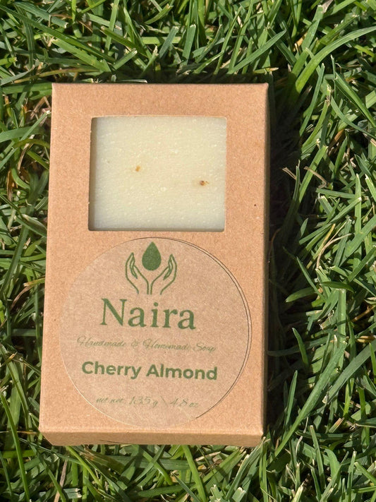 Cherry Almond Handmade Soap – Natural Moisturizing Bar with Shea Butter & Oatmeal Exfoliant – Cold Process Artisan Soap for Sensitive Skin