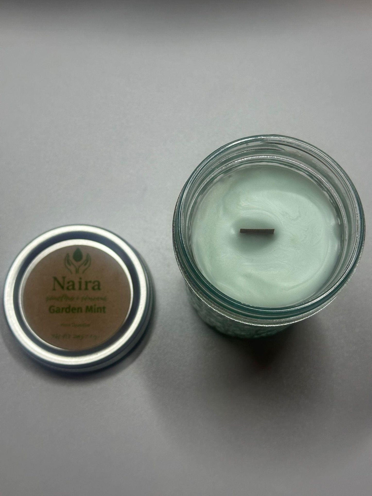 Garden Mint Soy & Coconut Wax Candle – Mint, Lemon, Eucalyptus, Rosemary – Fresh Herbal Aromatherapy Gift – 8 oz Hand Poured