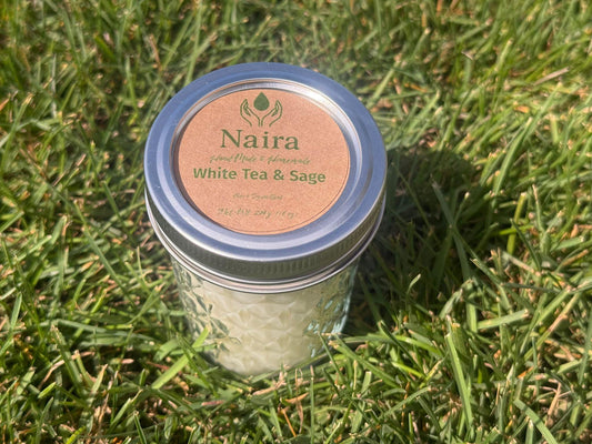 White Tea and Sage Soy & Coconut Wax Candle – Lemon, White Tea, Sage – Clean Herbal Aromatherapy Gift – 8 oz Hand Poured