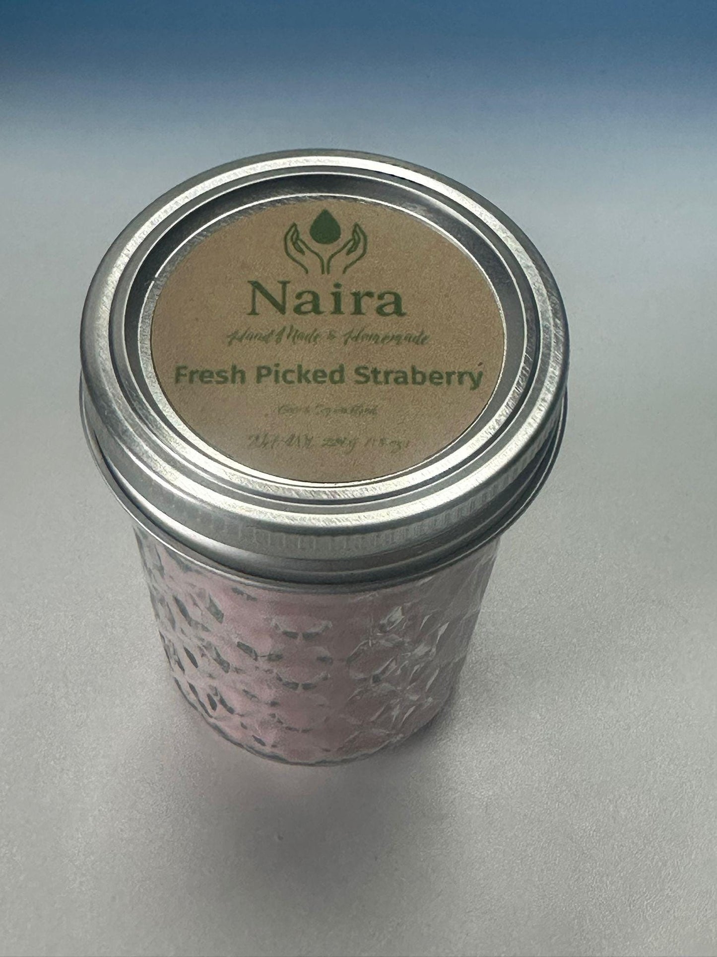 Fresh Picked Strawberry Soy & Coconut Wax Candle – Strawberry, Lemon – Fruity Bright Aromatherapy Gift – 8 oz Hand Poured