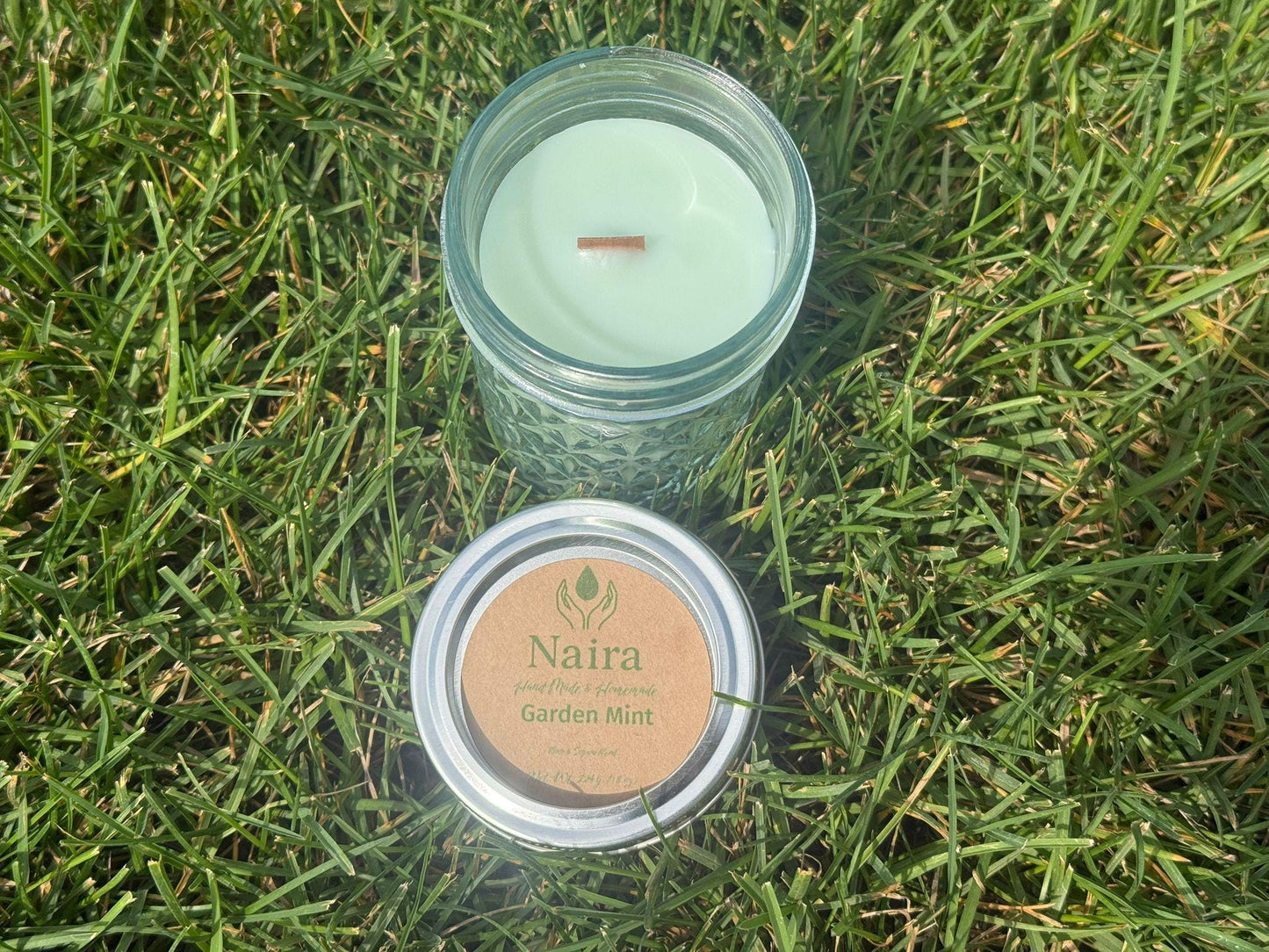 Garden Mint Soy & Coconut Wax Candle – Mint, Lemon, Eucalyptus, Rosemary – Fresh Herbal Aromatherapy Gift – 8 oz Hand Poured