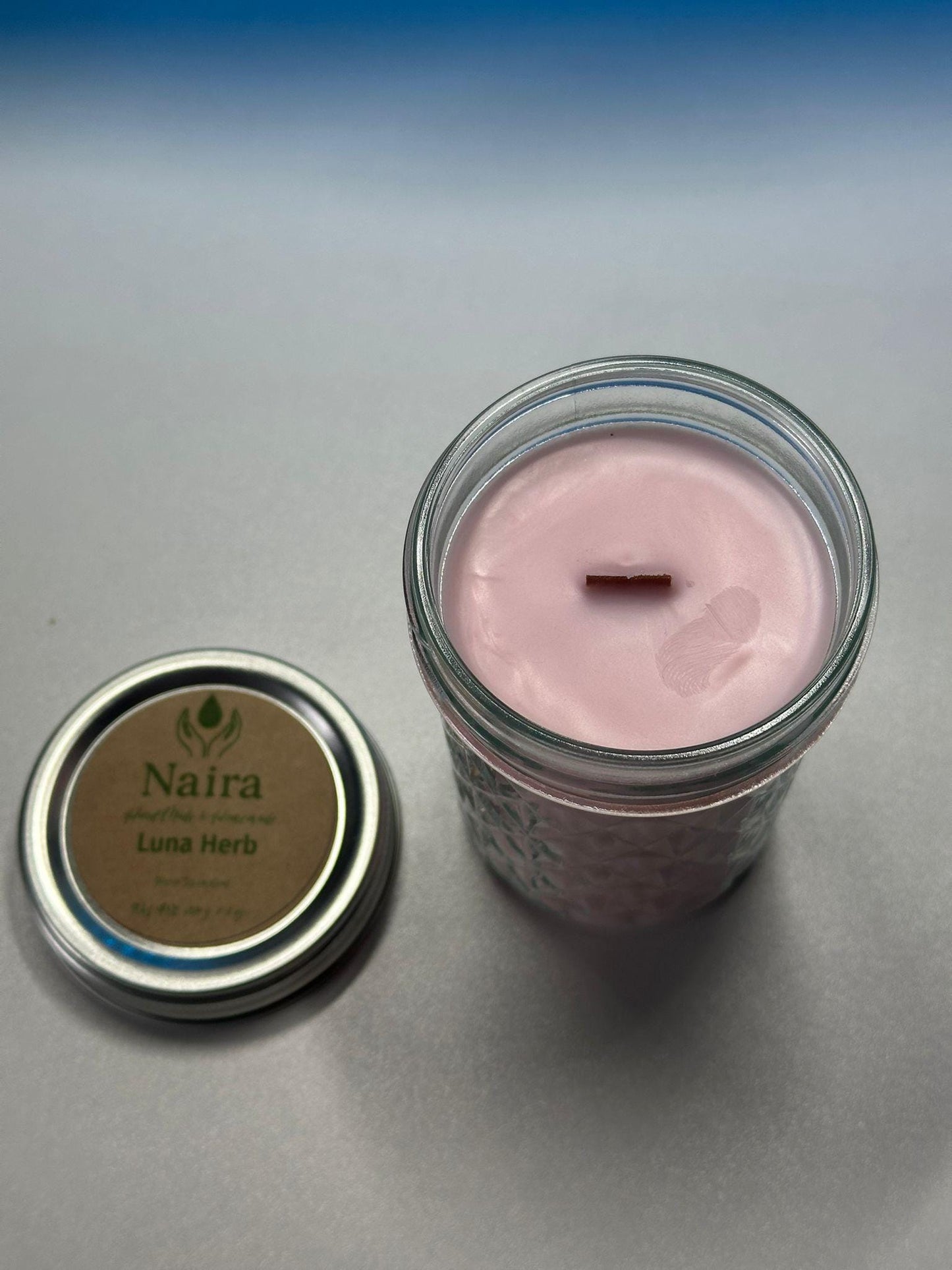 Luna Herb Soy & Coconut Wax Candle – Lavender Vanilla, Eucalyptus – Calming Herbal Aromatherapy Gift – 8 oz Hand Poured