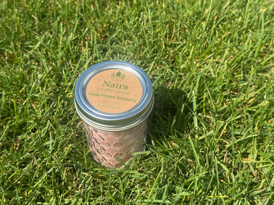 Fresh Picked Strawberry Soy & Coconut Wax Candle – Strawberry, Lemon – Fruity Bright Aromatherapy Gift – 8 oz Hand Poured