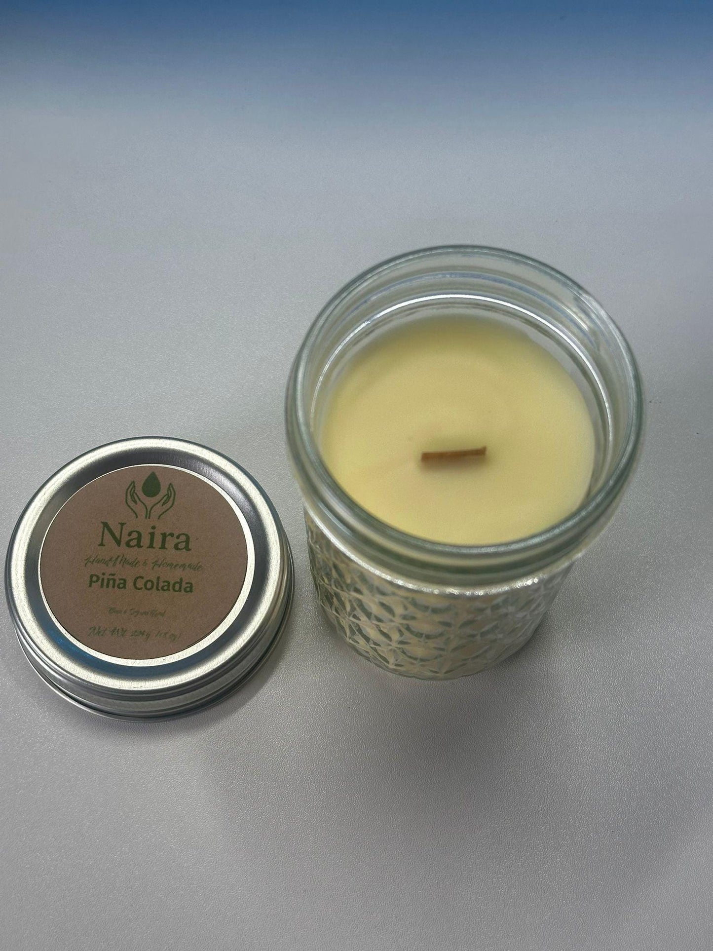 Piña Colada Soy & Coconut Wax Candle – Pineapple, Coconut, Lemon – Tropical Sweet Citrus Aromatherapy Gift – 8 oz Hand Poured